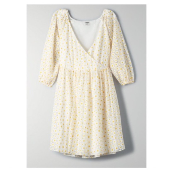 Aritzia Sunday Best Bonita Daisy print yellow white babydoll dress Large - Picture 4 of 10